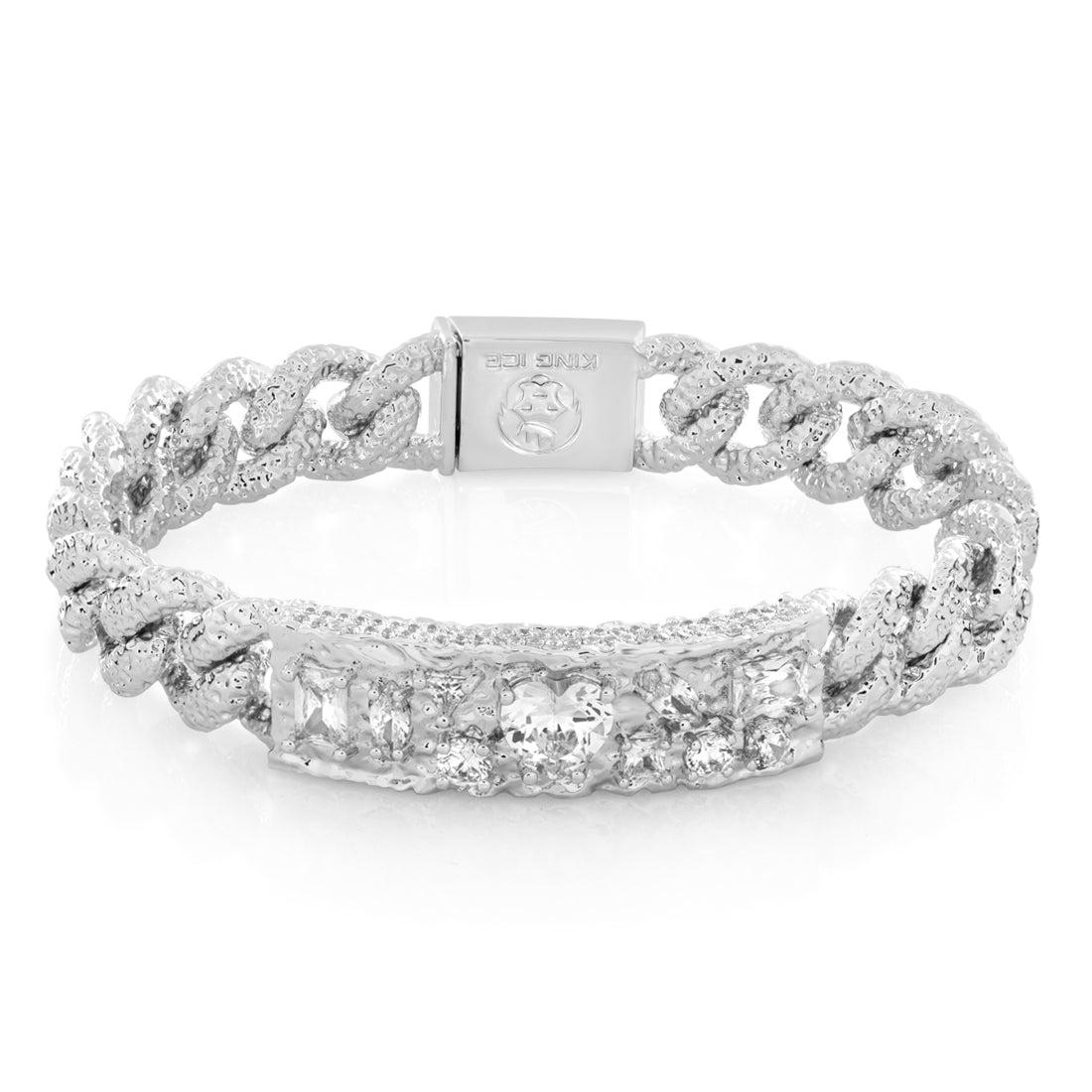 Diamond in the Rough ID Bracelet in Gold Plated / White Gold / 8" by King Ice