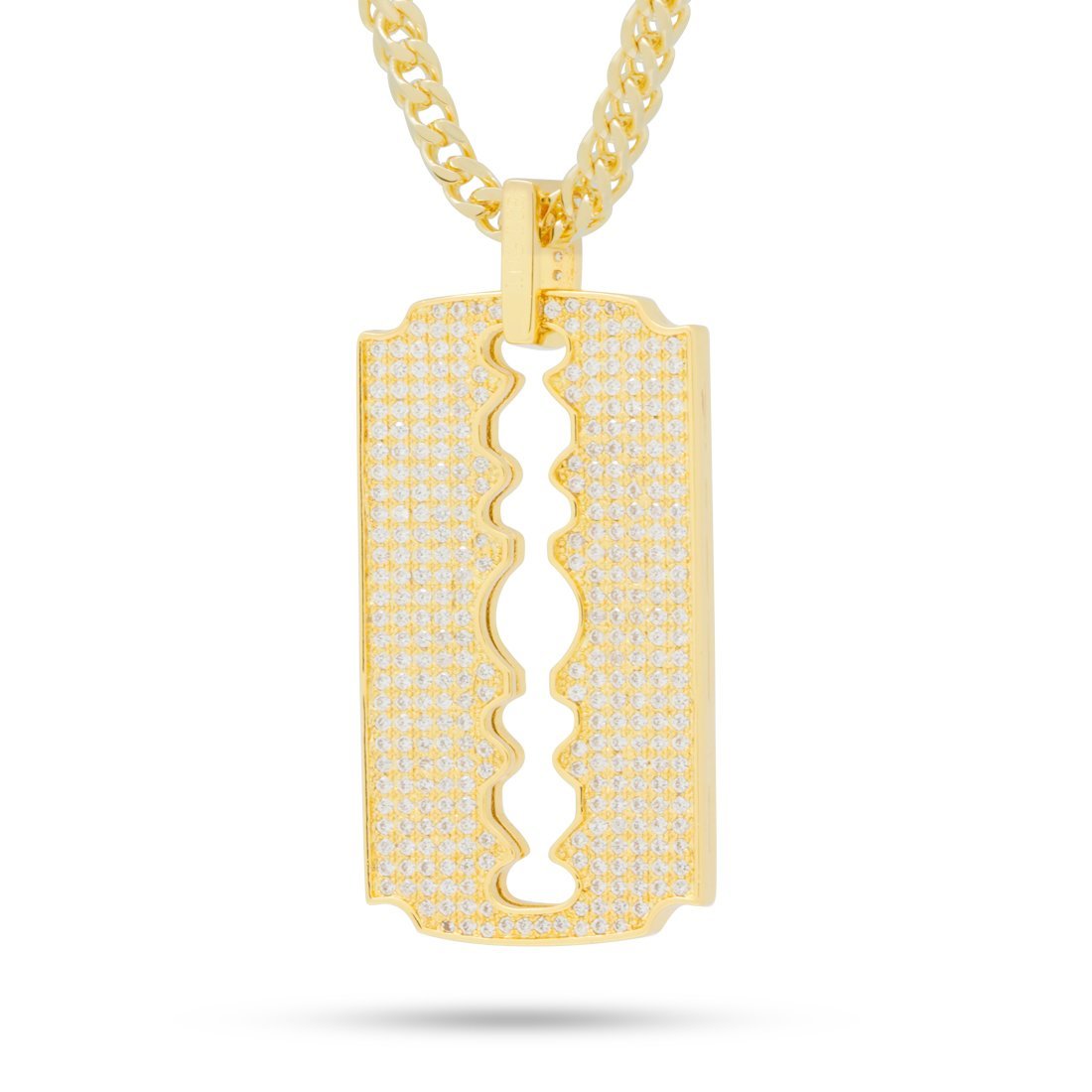 Double-Edge Razor Blade Necklace in 14K Gold / 1.7" by King Ice