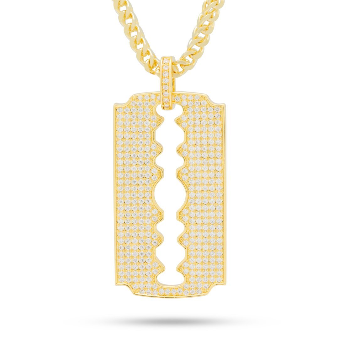 Double-Edge Razor Blade Necklace in 14K Gold / 1.7" by King Ice