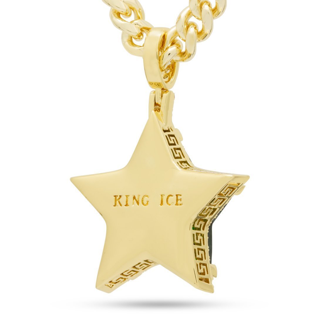 Emerald Star Necklace in 14K Gold / 2.2" by King Ice