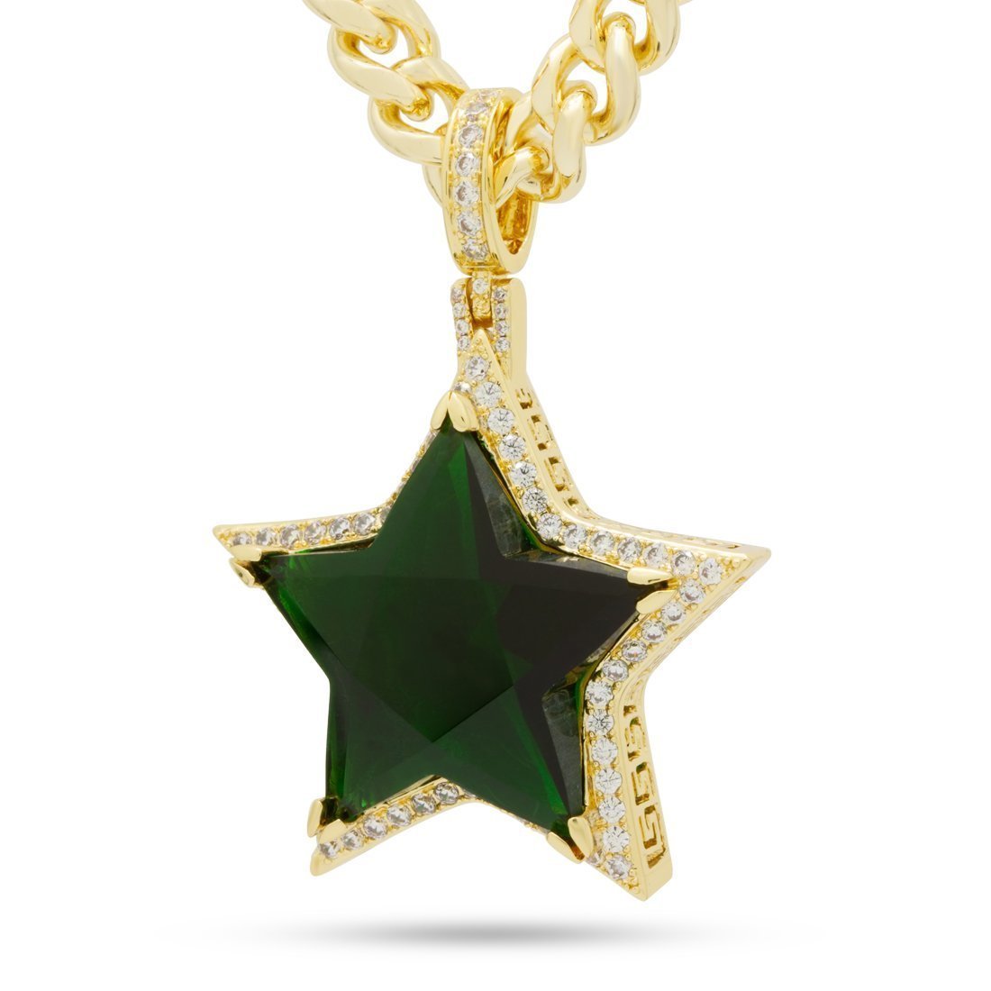 Emerald Star Necklace in 14K Gold / 2.2" by King Ice