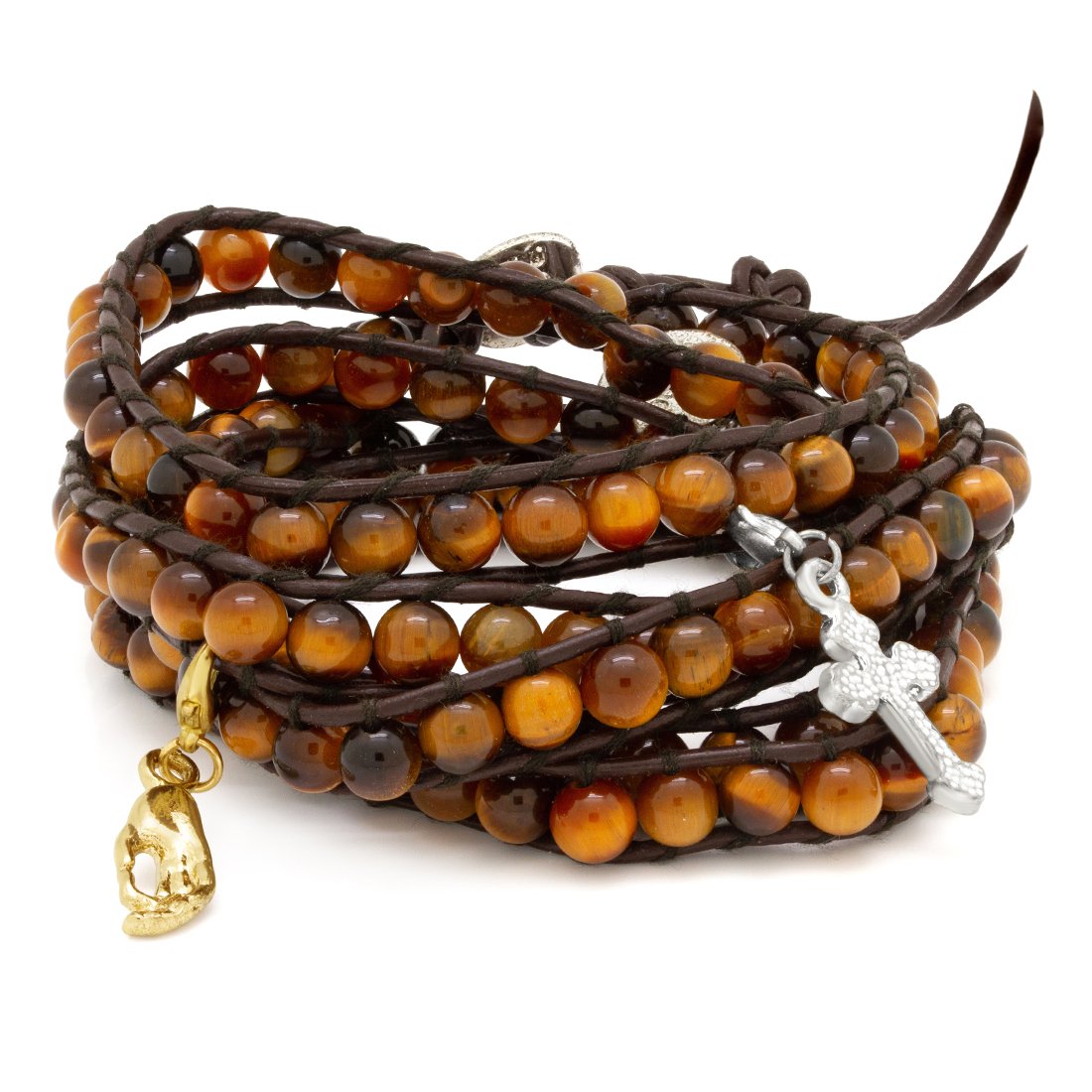 Endless Tiger Eye Bracelet by MARZ in White Gold / Adjustable by King Ice