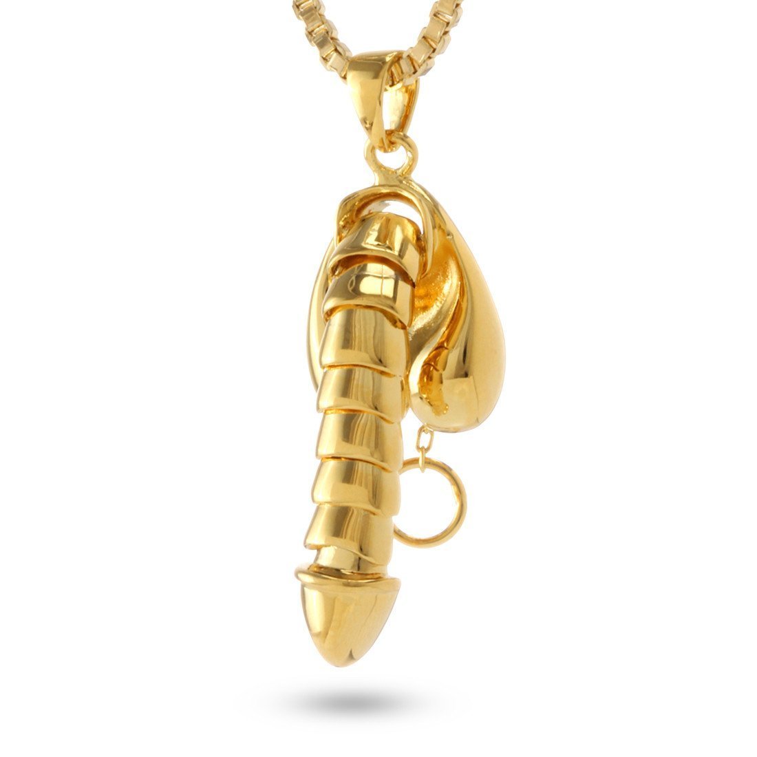 Erotic Erecting Penis Necklace in 14K Gold / 1.5" by King Ice