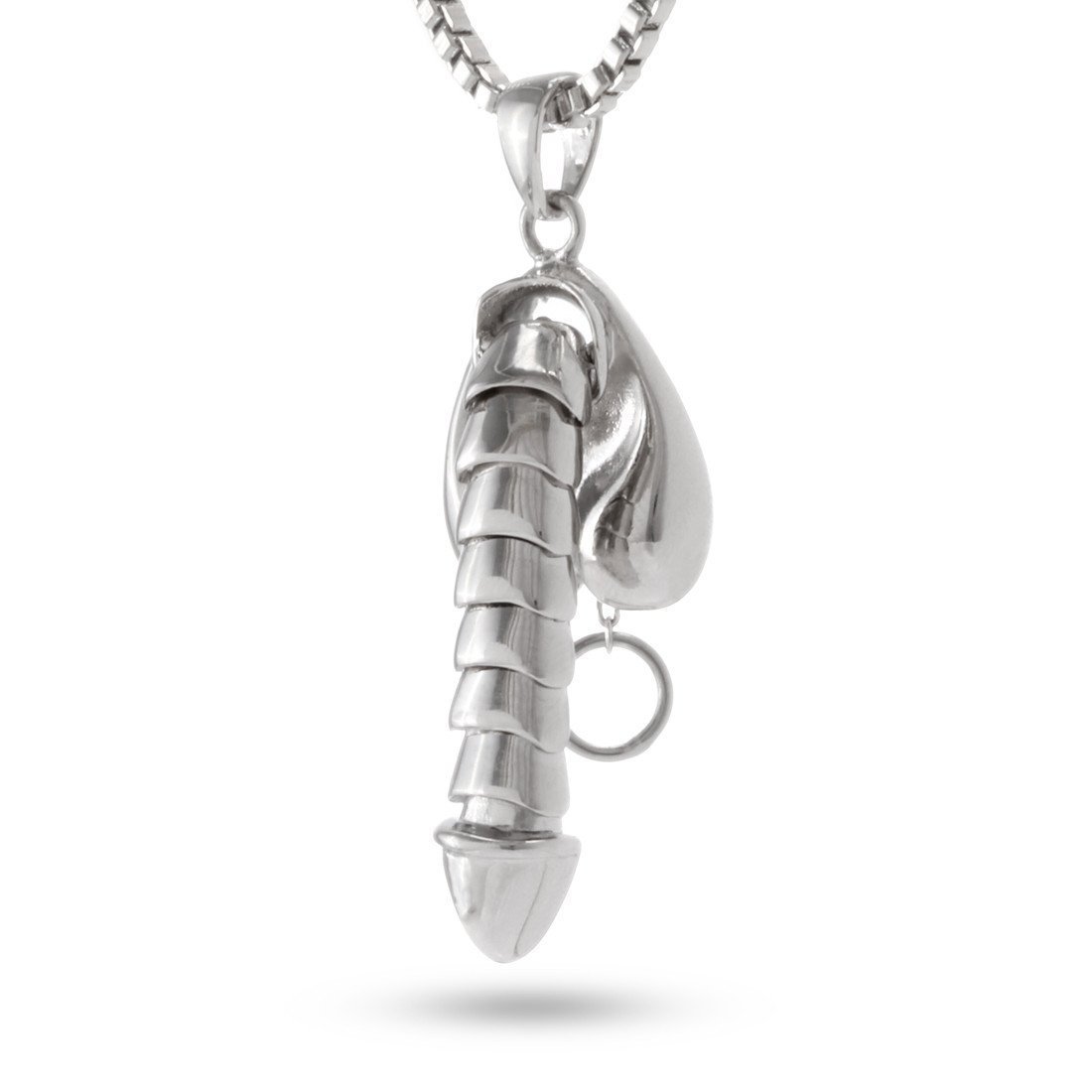 Erotic Erecting Penis Necklace in White Gold / 1.5" by King Ice
