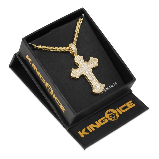 Fleur de Lis Cross Necklace in by King Ice