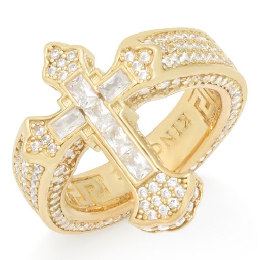 Fleur de Lis Cross Ring in Sterling Silver / 14K Vermeil / 7 by King Ice