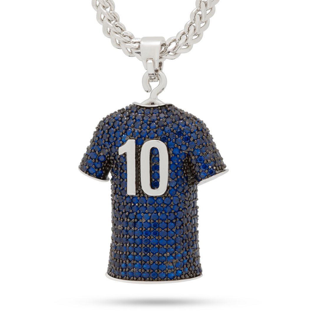 France World Cup Jersey Necklace in White Gold / 1.6" by King Ice