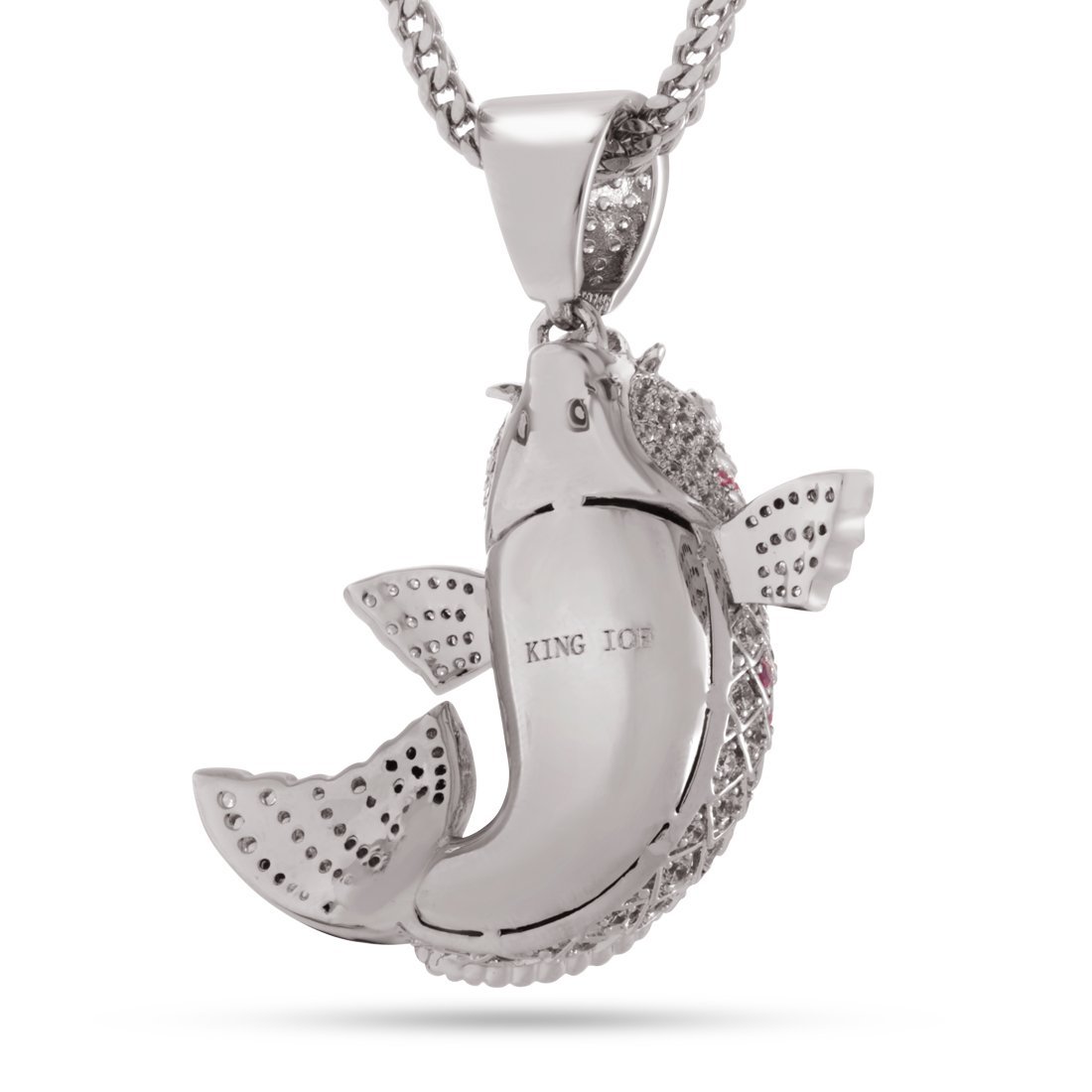Gin Rin Kohaku Koi Fish Necklace in White Gold / 2.1" by King Ice