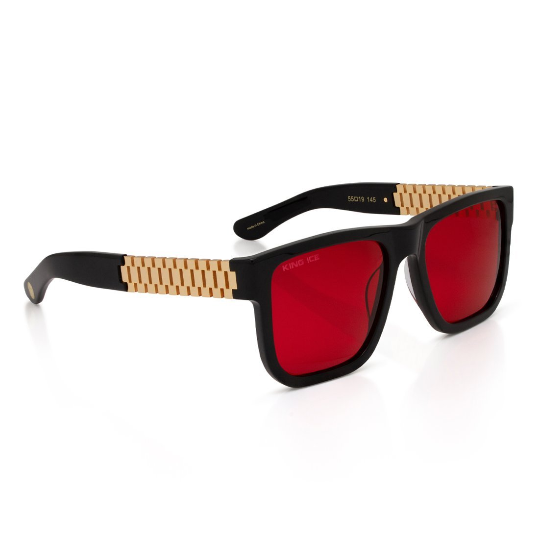 Black Gold Link Shades with Glossy Black Frame & Red Tint Lenses ACX14004