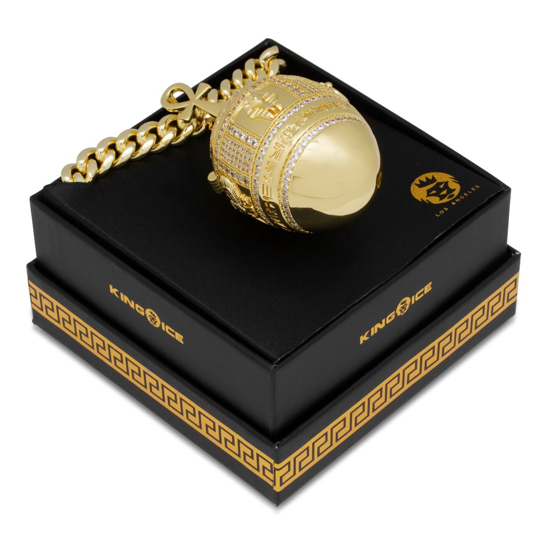 Golden Stash Egg of the Pharaoh Necklace in 14K Gold / 3.1" by King Ice