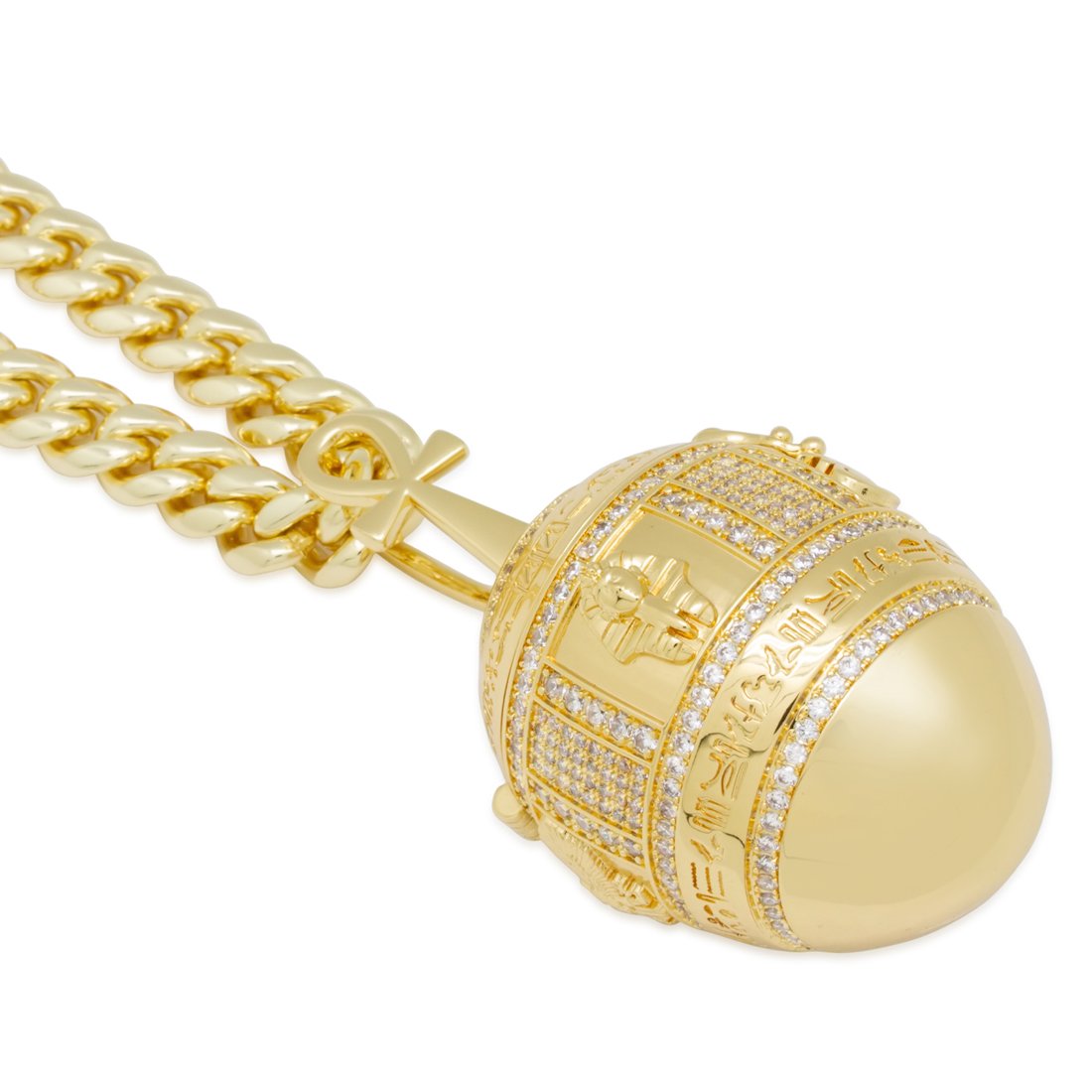 Golden Stash Egg of the Pharaoh Necklace in 14K Gold / 3.1" by King Ice