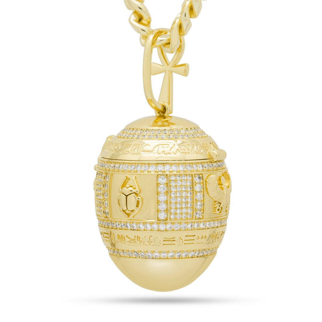 Golden Stash Egg of the Pharaoh Necklace in 14K Gold / 3.1" by King Ice