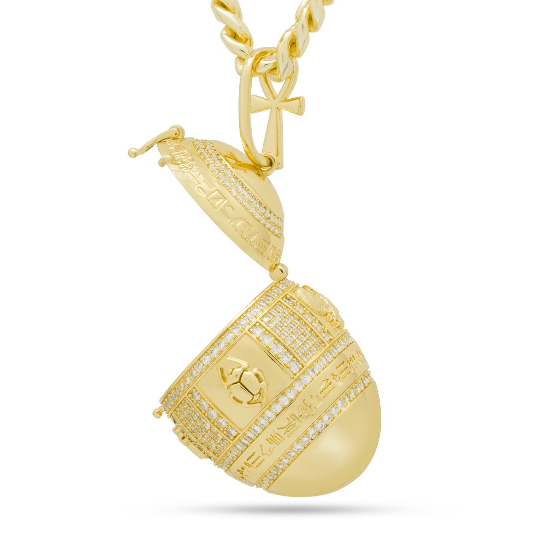 Golden Stash Egg of the Pharaoh Necklace in 14K Gold / 3.1" by King Ice