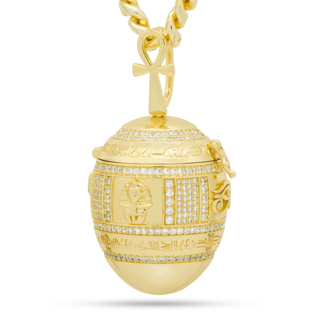 Golden Stash Egg of the Pharaoh Necklace in 14K Gold / 3.1" by King Ice