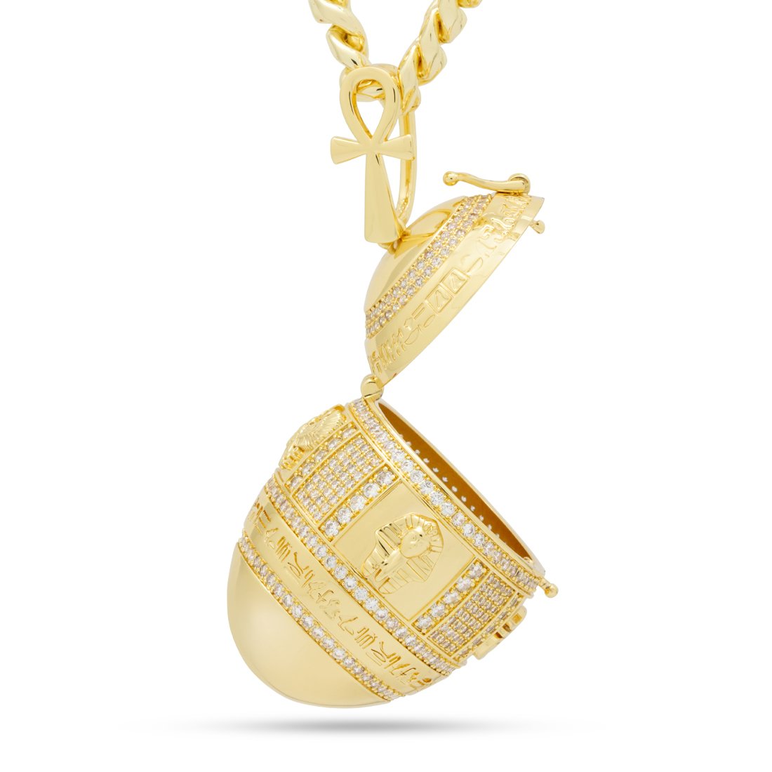 Golden Stash Egg of the Pharaoh Necklace in 14K Gold / 3.1" by King Ice