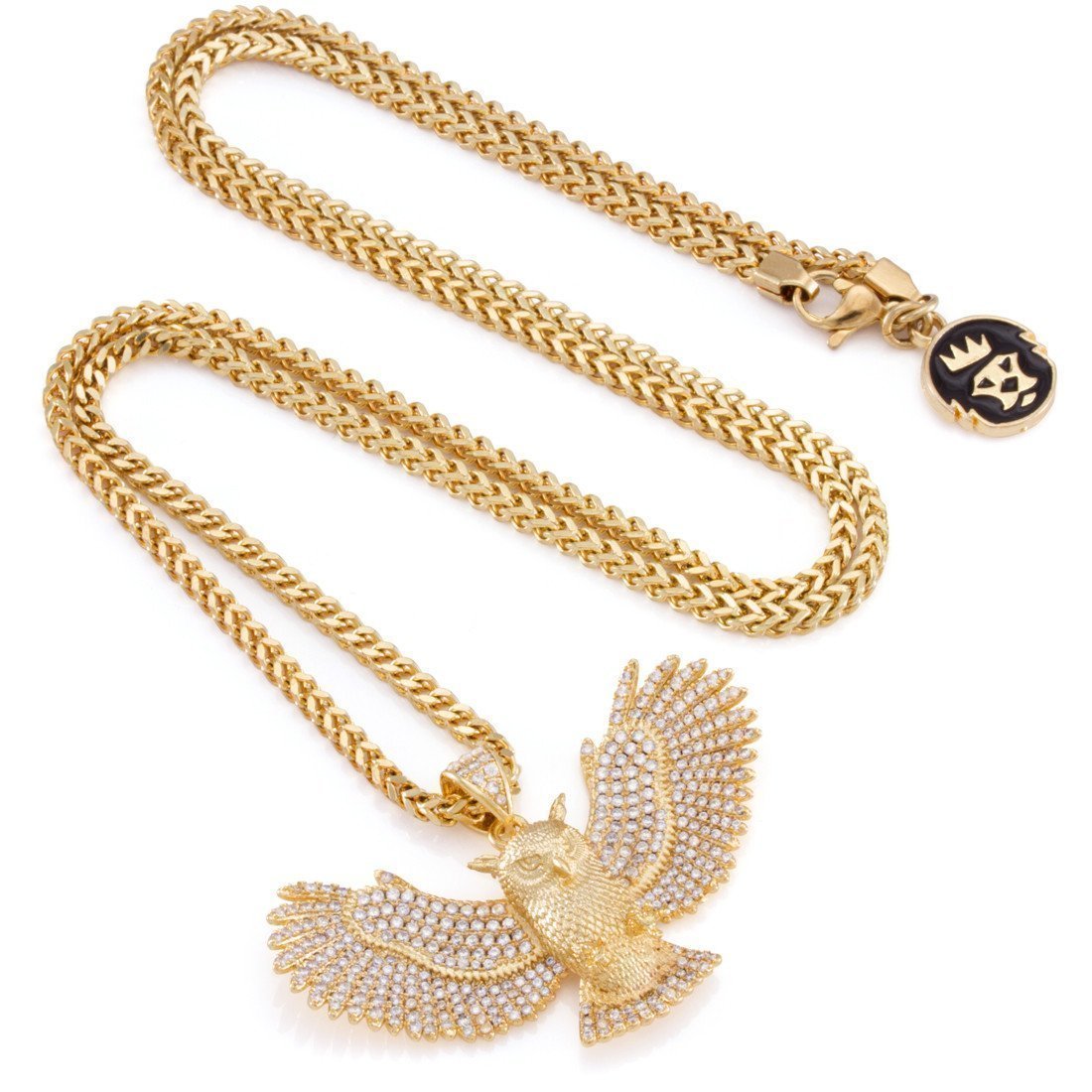 Great Horned Owl Necklace in 14K Gold / 1.2" by King Ice