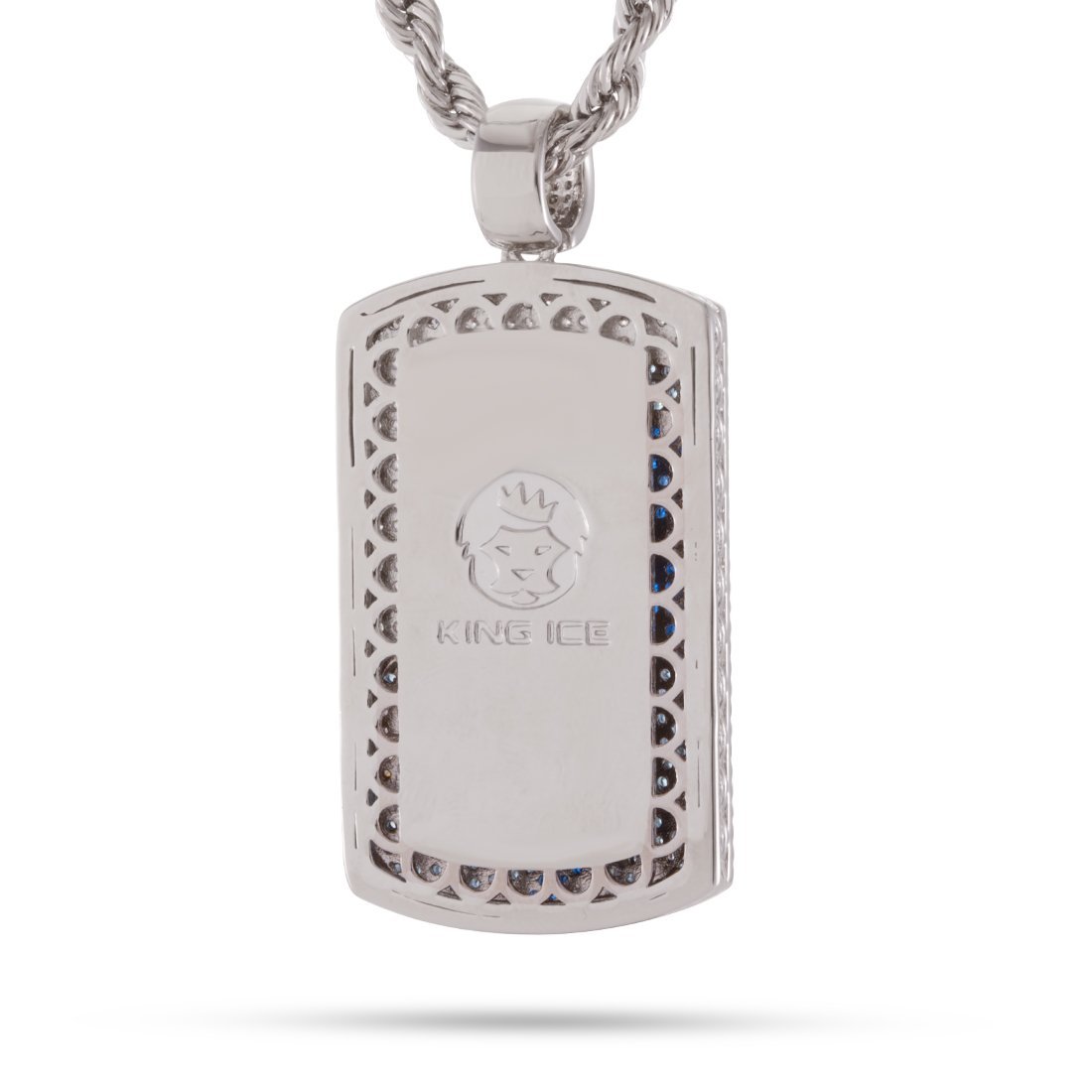 Great Wave Dog Tag Necklace in White Gold / 2.1" by King Ice