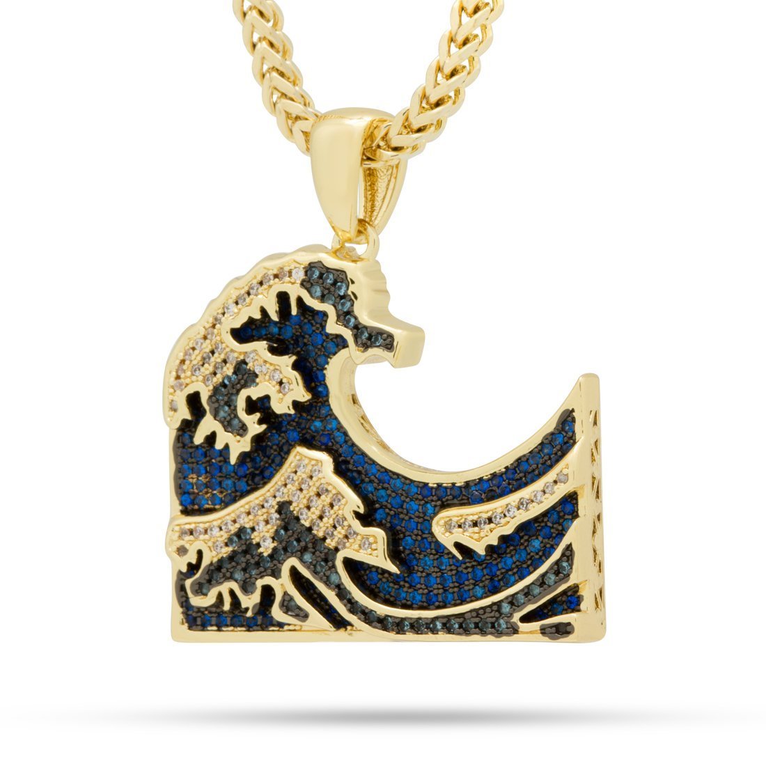 Great Wave Necklace in 14K Gold / 1.5" by King Ice