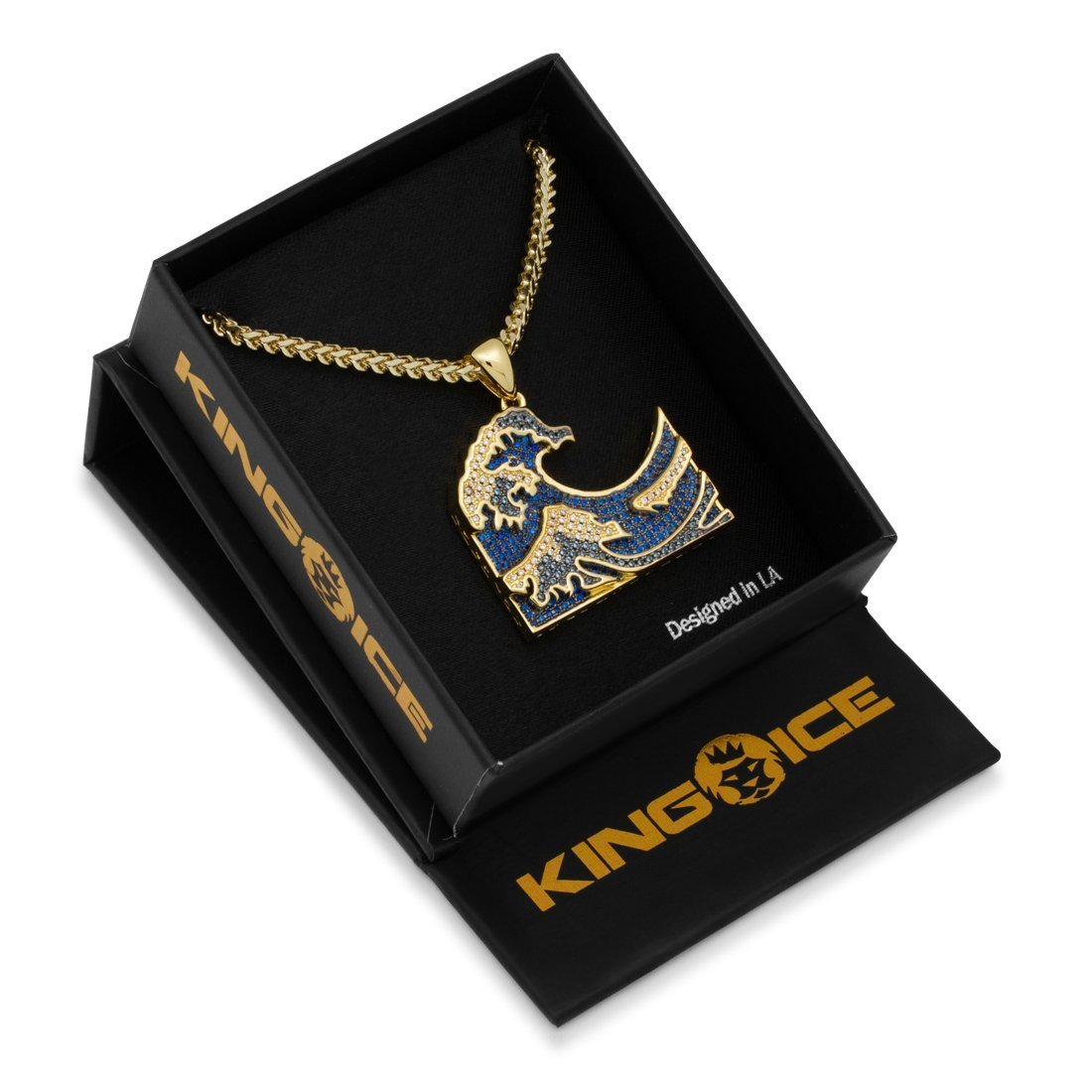 Great Wave Necklace in 14K Gold / 1.5" by King Ice