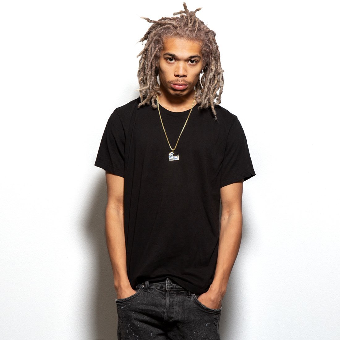 Great Wave Necklace in 14K Gold / 1.5" by King Ice