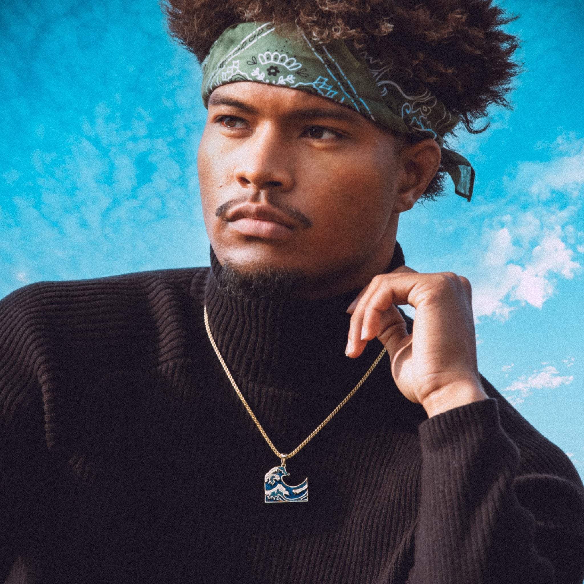 Great Wave Necklace in 14K Gold / 1.5" by King Ice