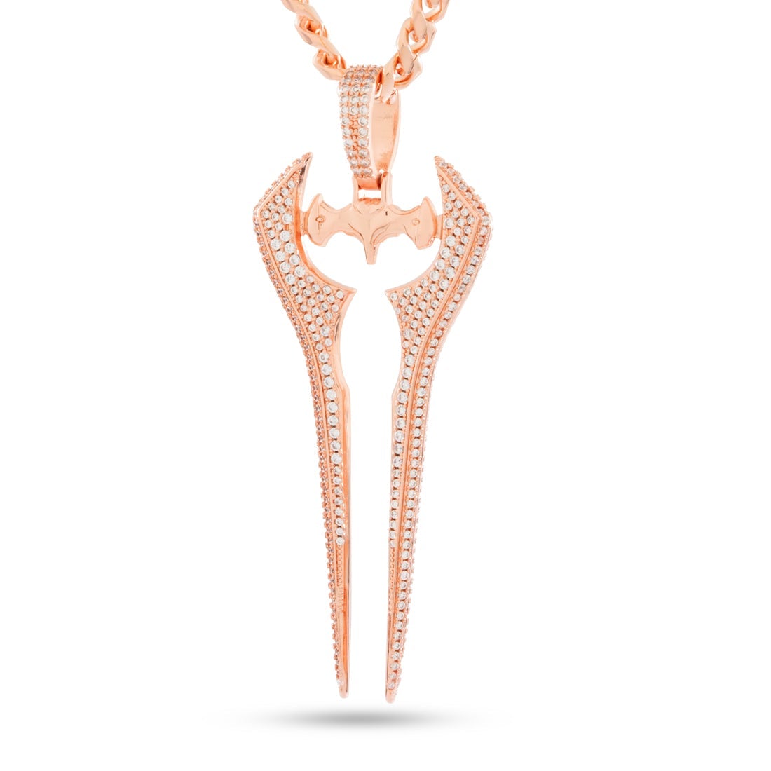 Halo x King Ice - Iced Energy Sword Necklace in Rose Gold / 2.7" by King Ice