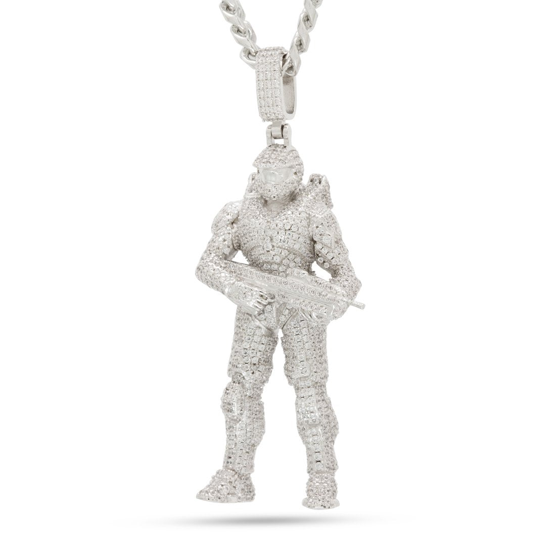 Halo x King Ice - Master Chief Necklace in White Gold / 2.8" by King Ice