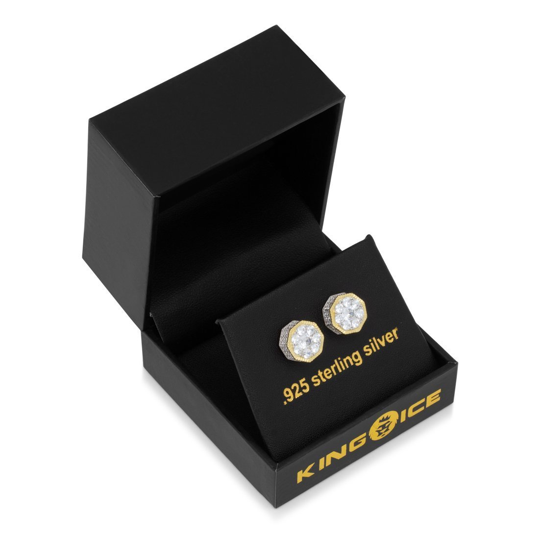 Sterling Silver / Two-Tone Hexagon Stud Earrings ERX15022