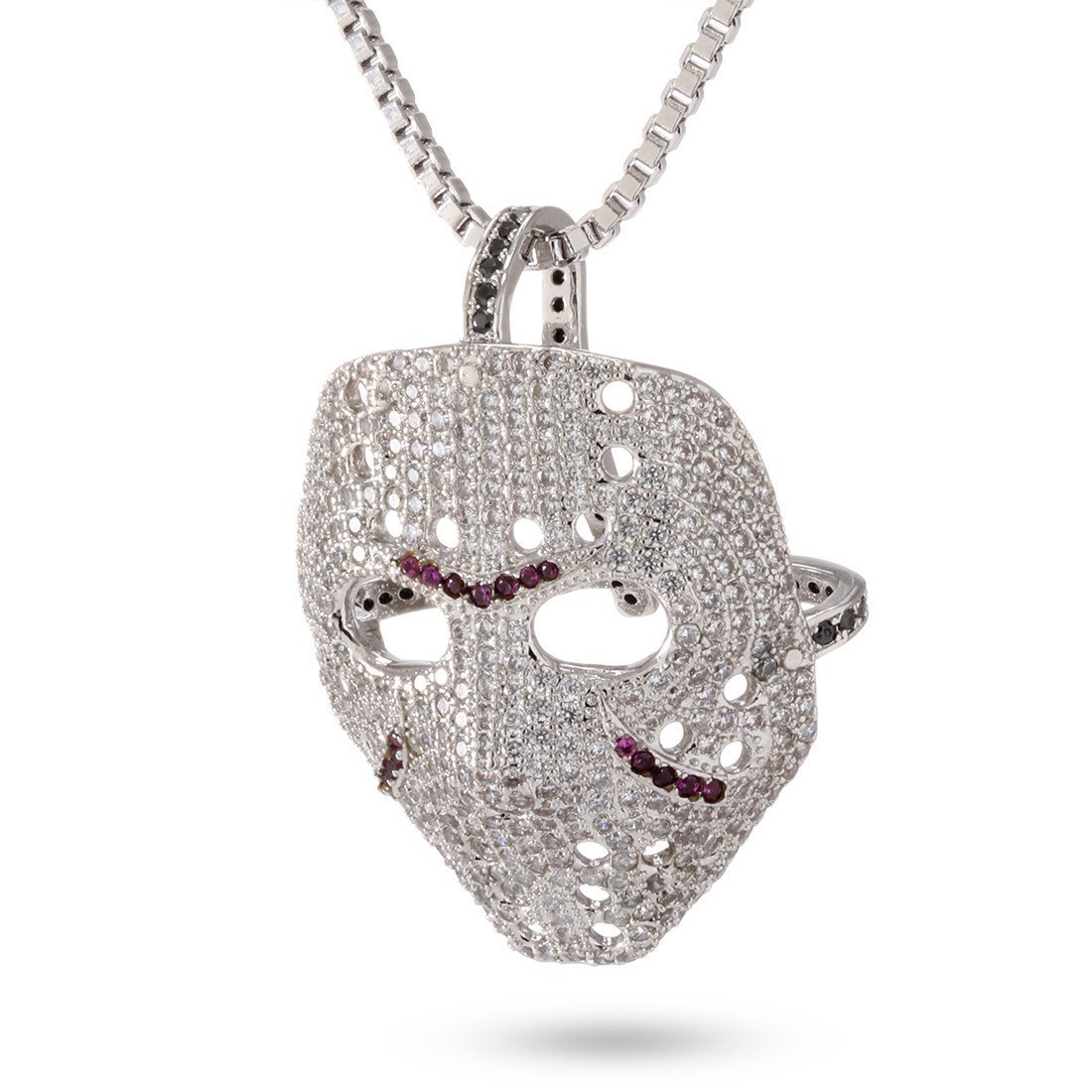 Hockey Mask Necklace in White Gold / 1.3" by King Ice