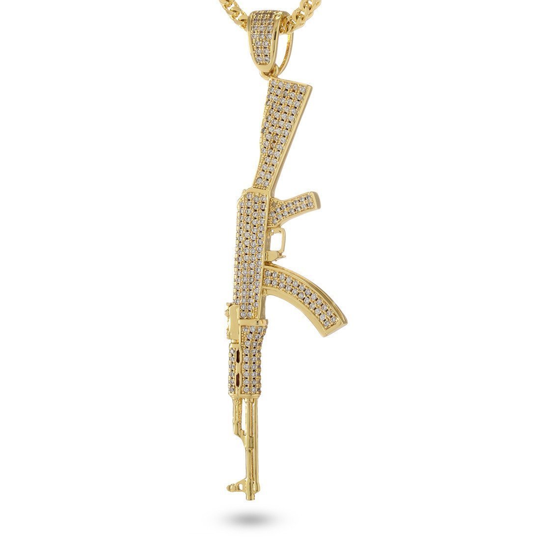 Iced AK-47 Necklace in 14K Gold / 3.4" by King Ice