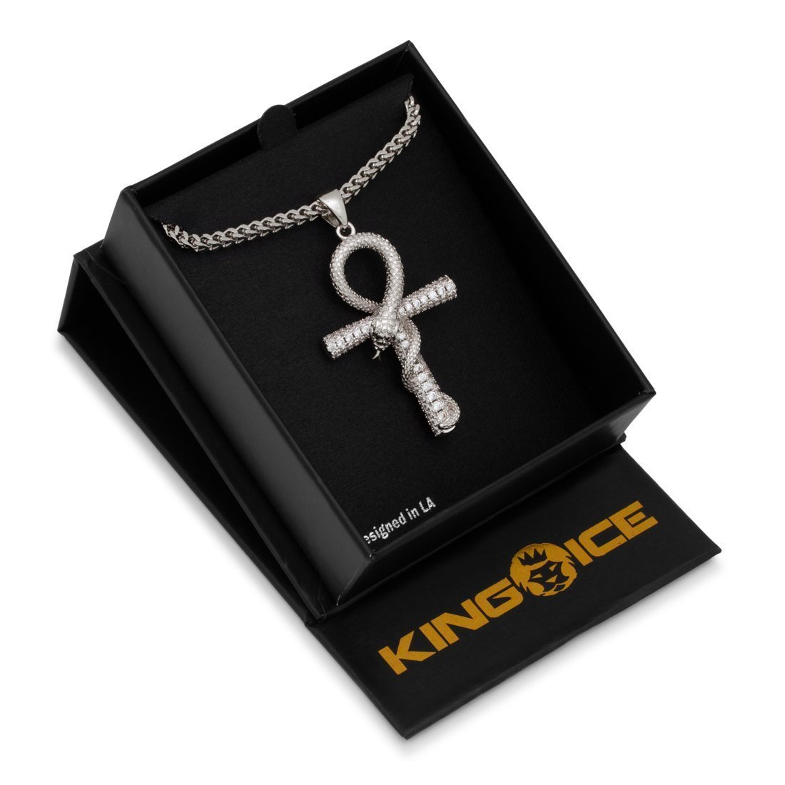 Iced-Out Apep and Ankh Key Necklace in by King Ice
