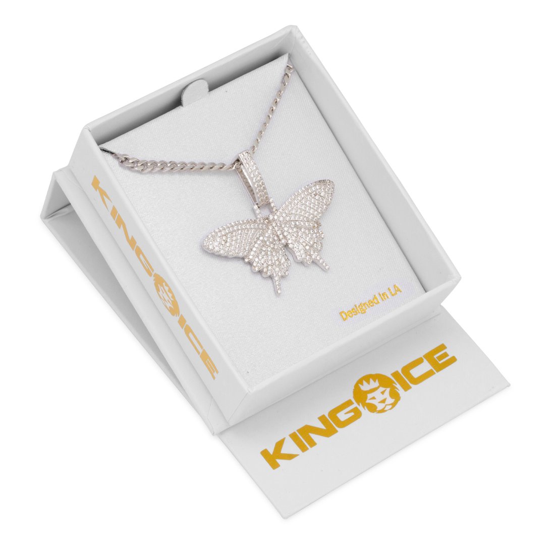 Iced Butterfly Necklace in by King Ice