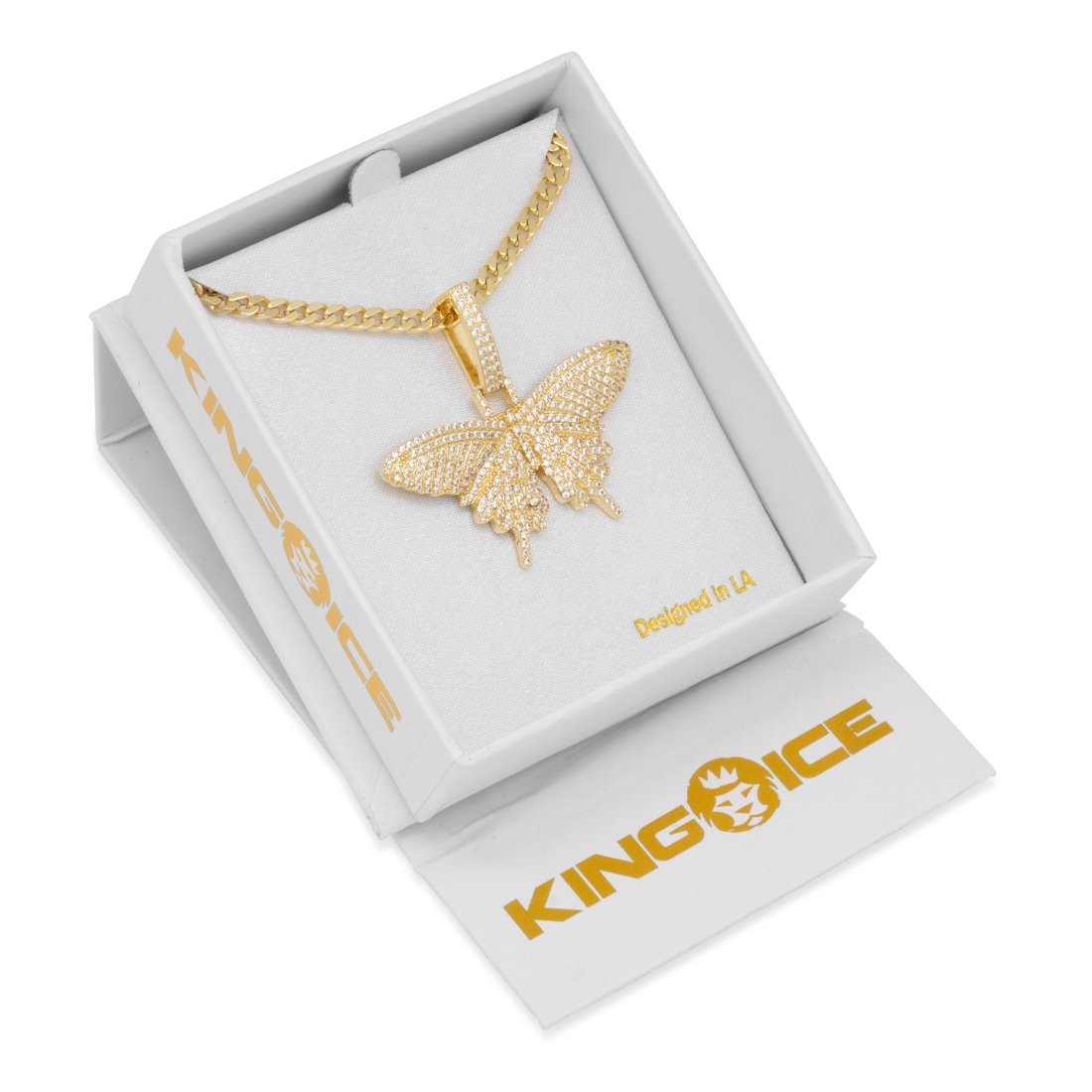 Iced Butterfly Necklace in by King Ice