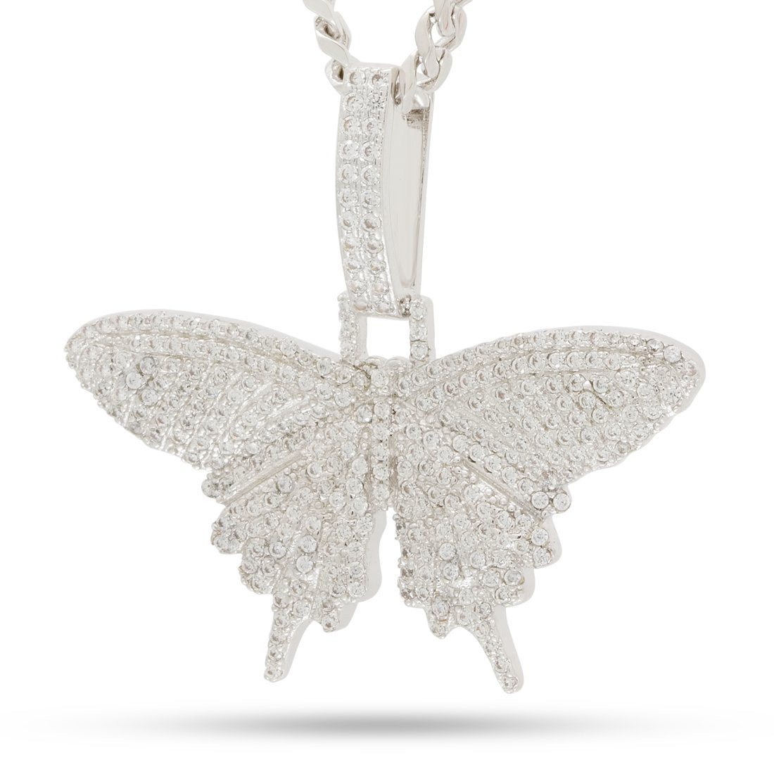 Iced Butterfly Necklace in White Gold / 1.5" by King Ice