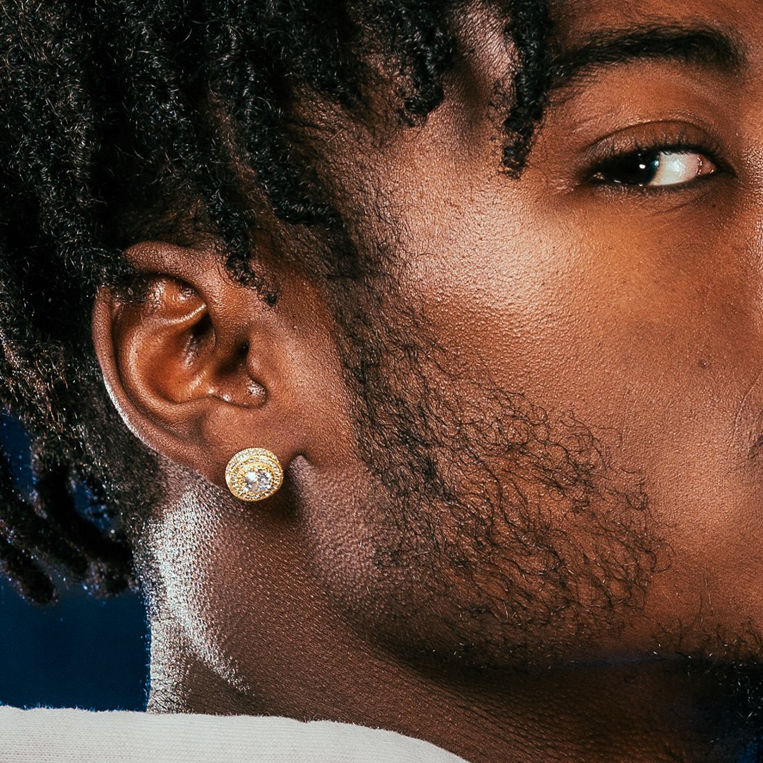 Iced Button Stud Earrings in by King Ice