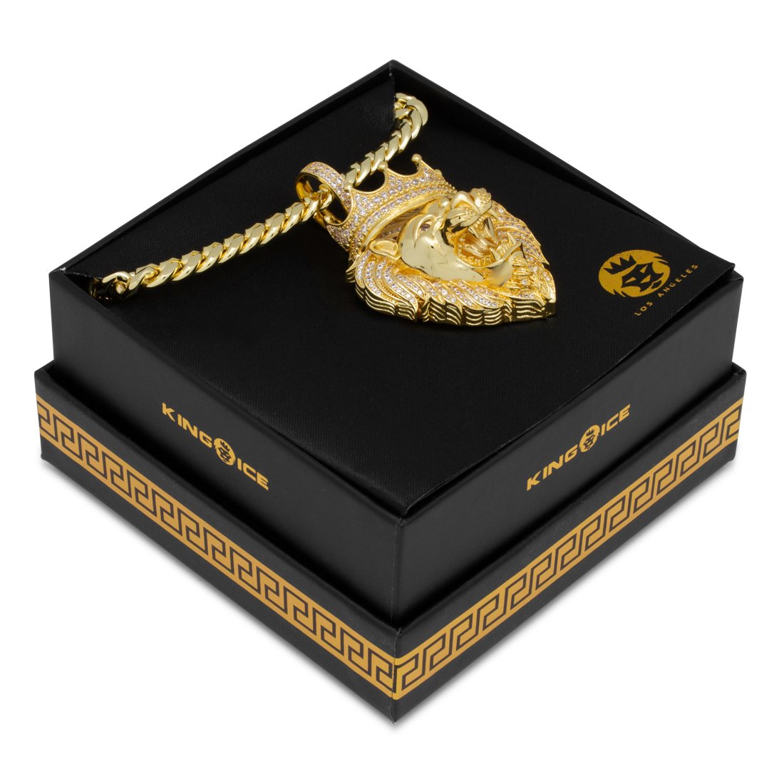 Iced Classic Roaring Lion Necklace in by King Ice