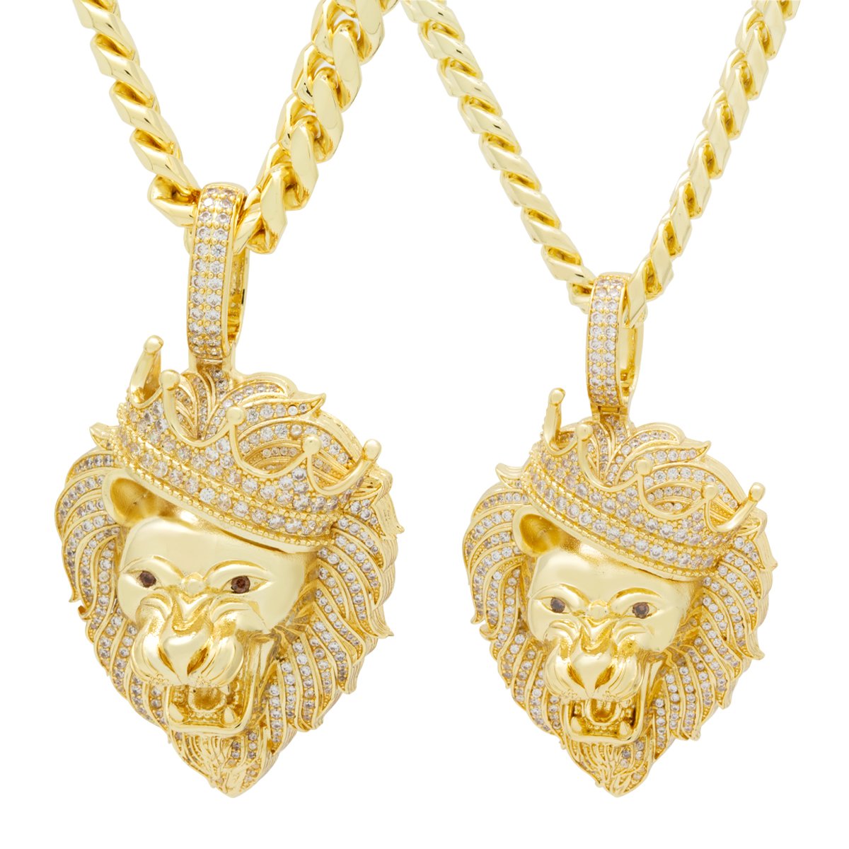 Iced Classic Roaring Lion Necklace in by King Ice