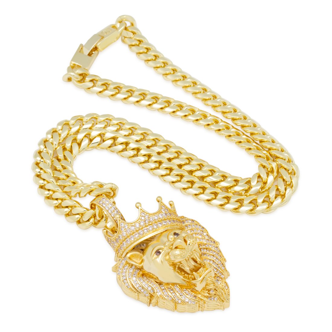 Iced Classic Roaring Lion Necklace in by King Ice