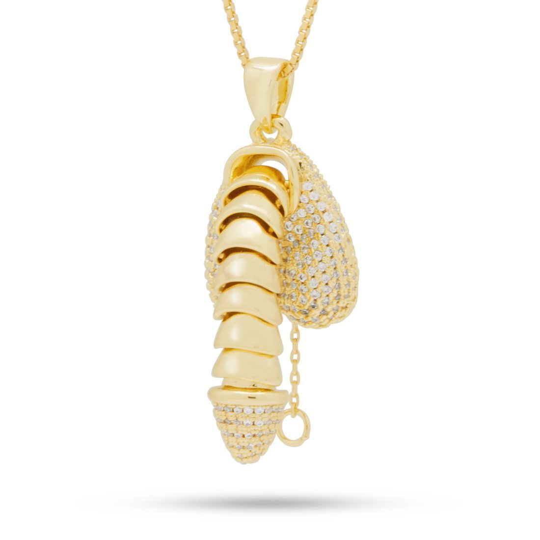 Iced Erotic Erecting Penis Necklace in 14K Gold / 1.5" by King Ice