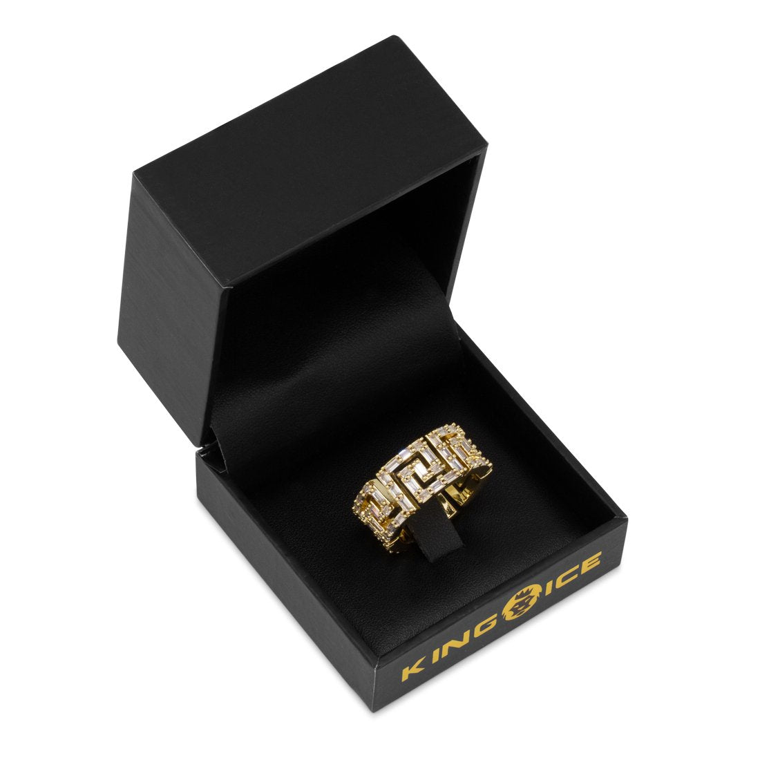 Iced Greek Key Ring in by King Ice