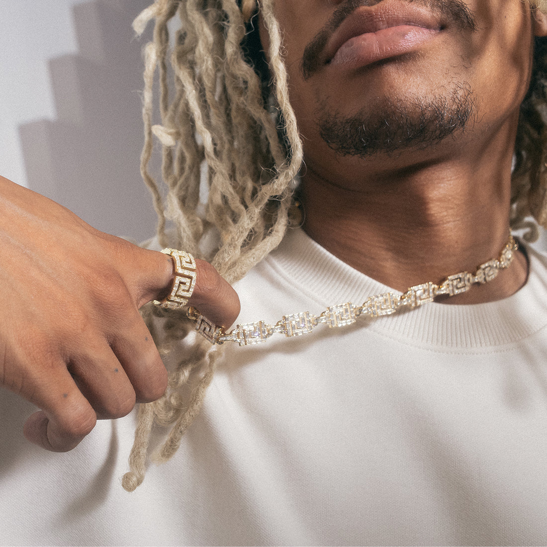 Iced Greek Key Ring in by King Ice