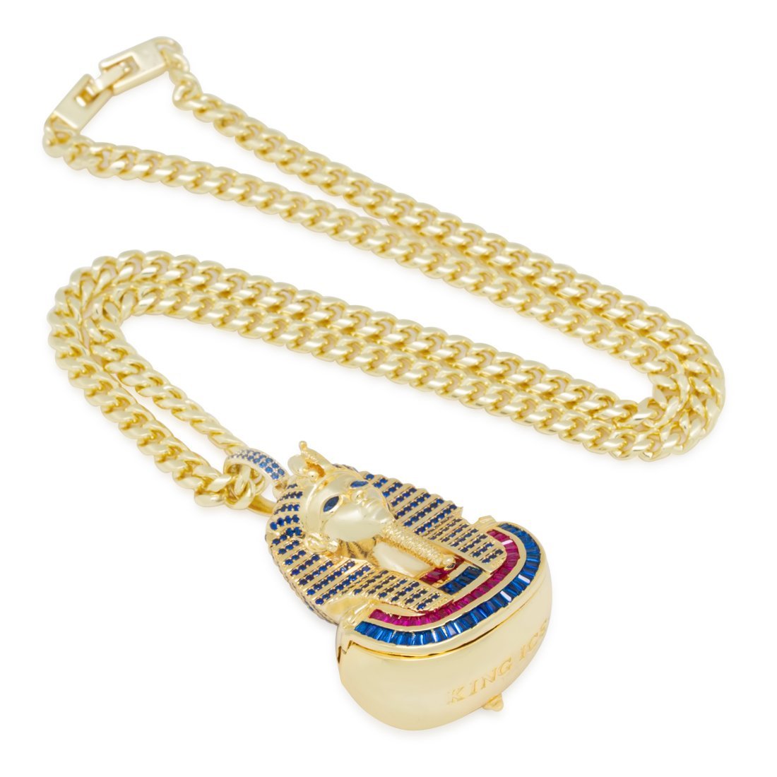 Iced King Tut Stash Necklace in 14K Gold / 2.1" by King Ice