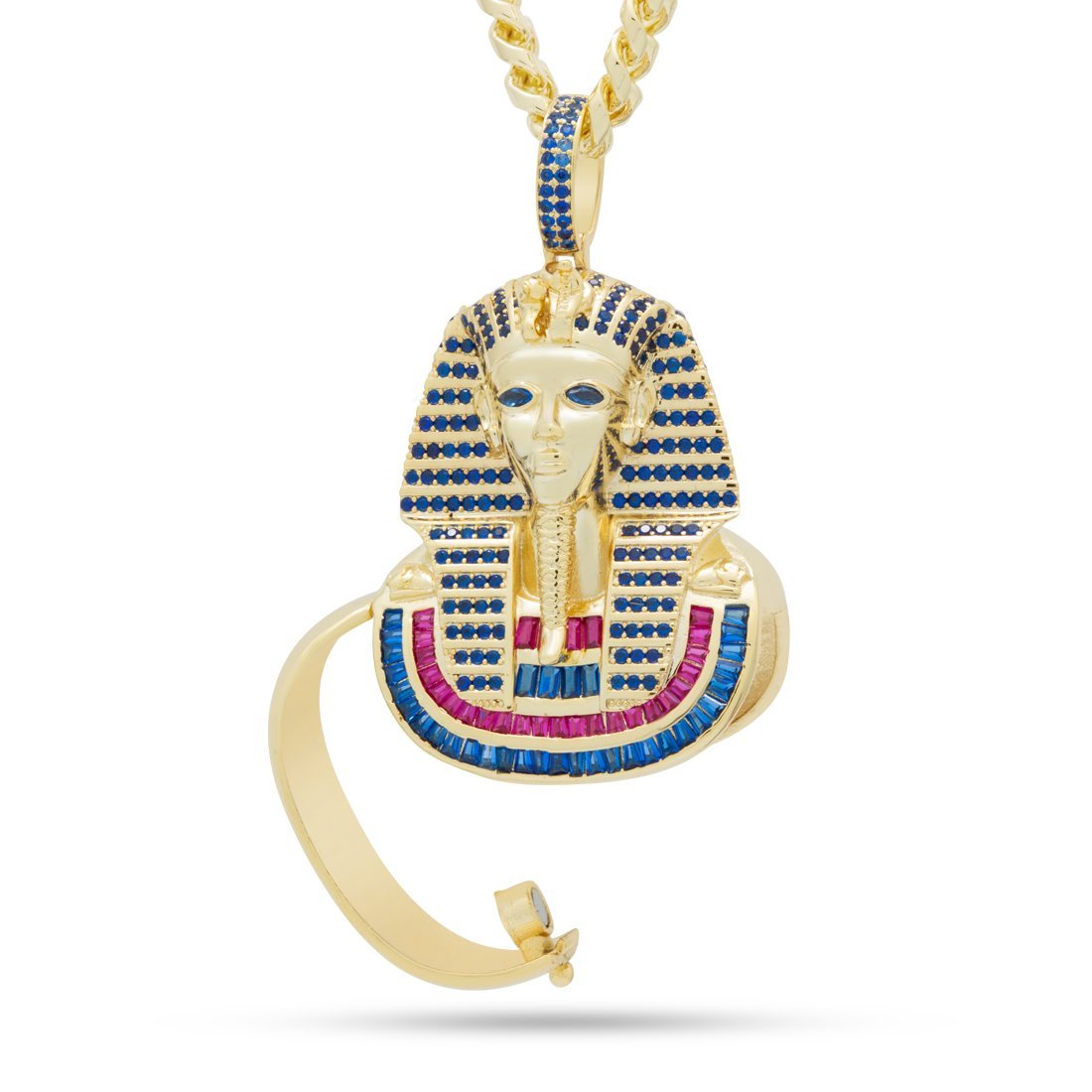 Iced King Tut Stash Necklace in 14K Gold / 2.1" by King Ice