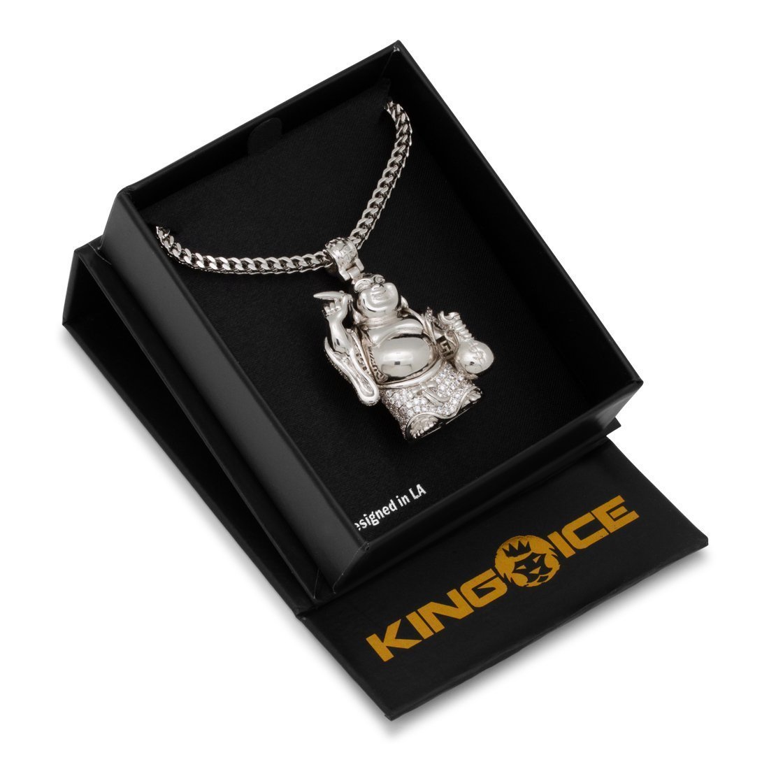 Iced Laughing Buddha Necklace in by King Ice