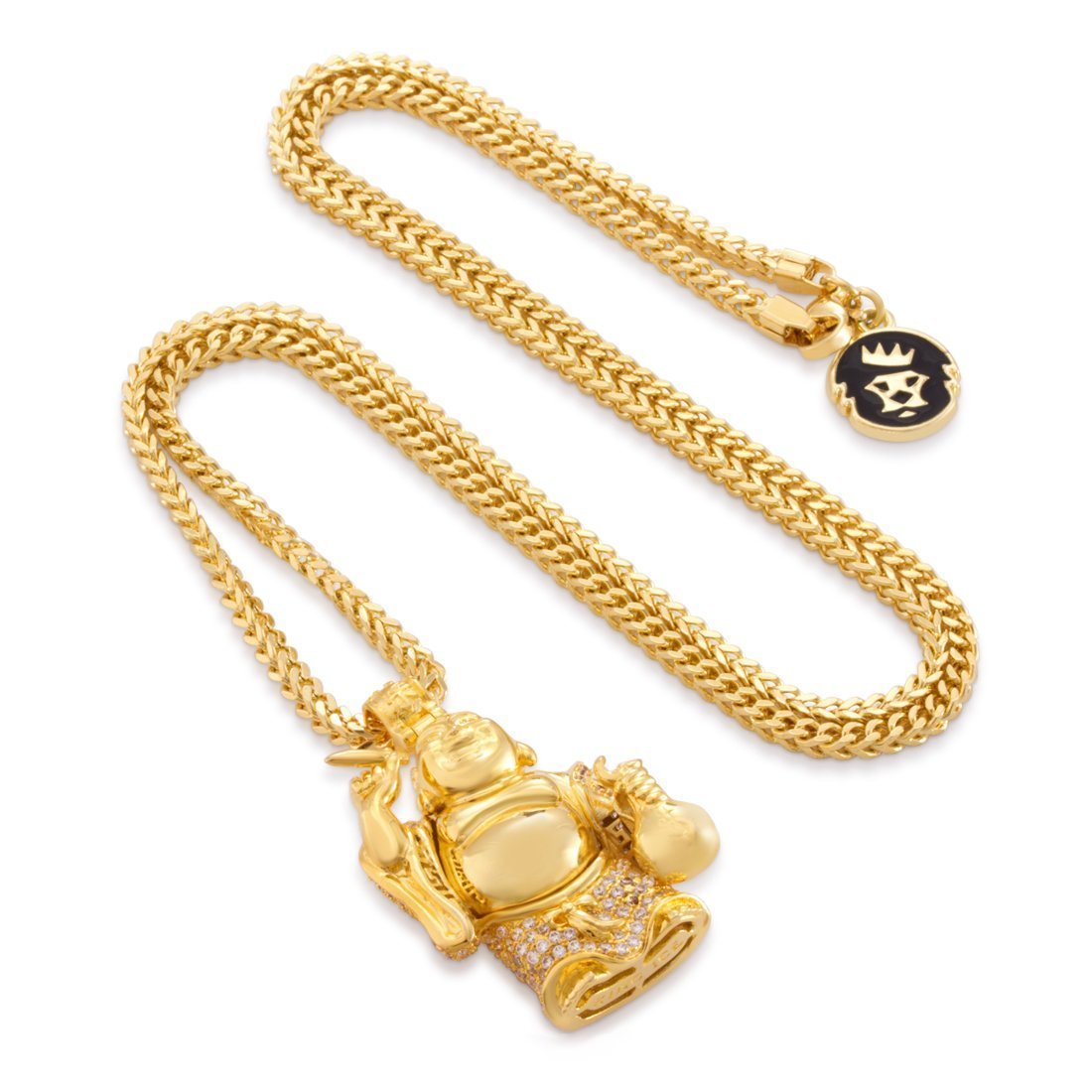 Iced Laughing Buddha Necklace in by King Ice