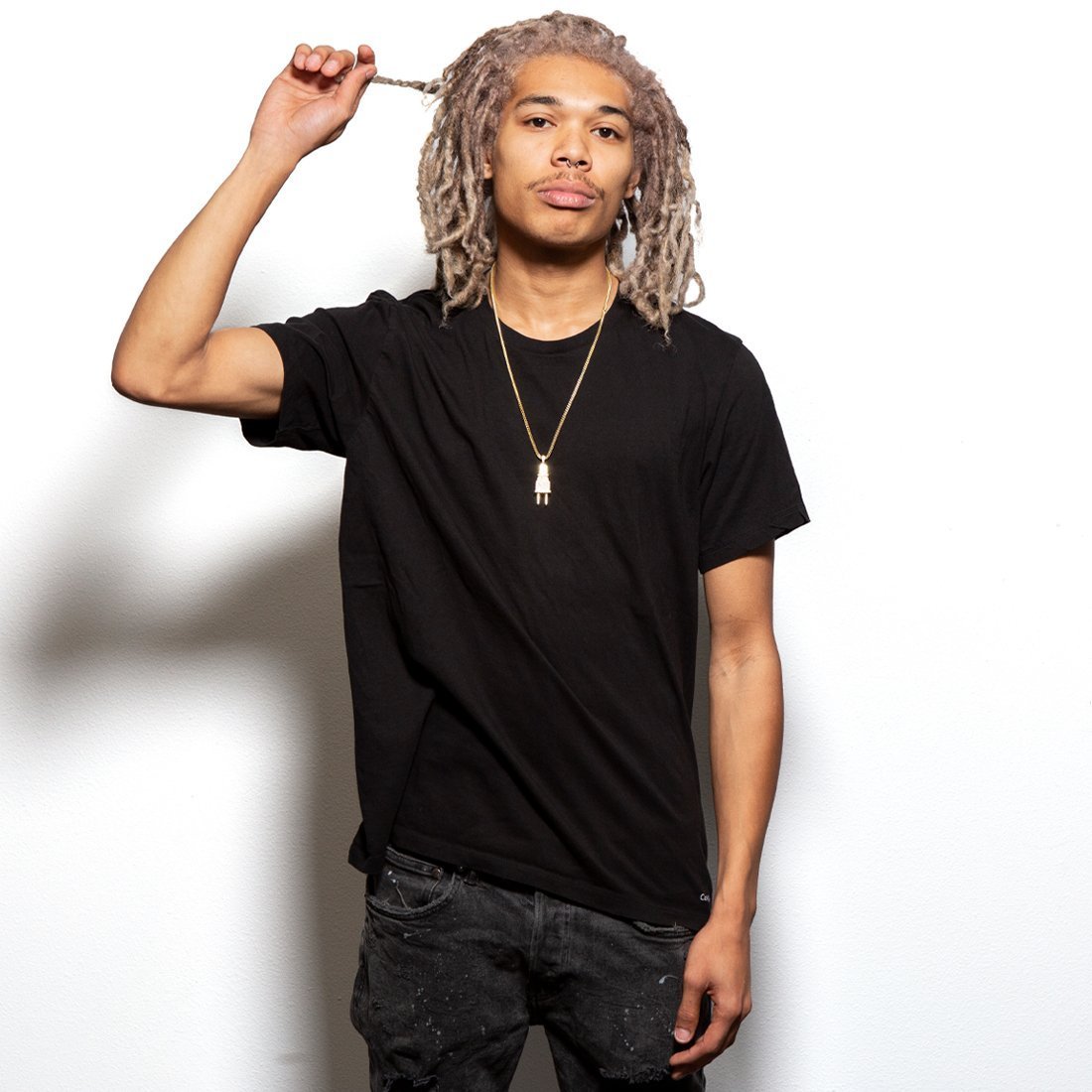 Iced Plug Necklace in 14K Gold / 2" by King Ice