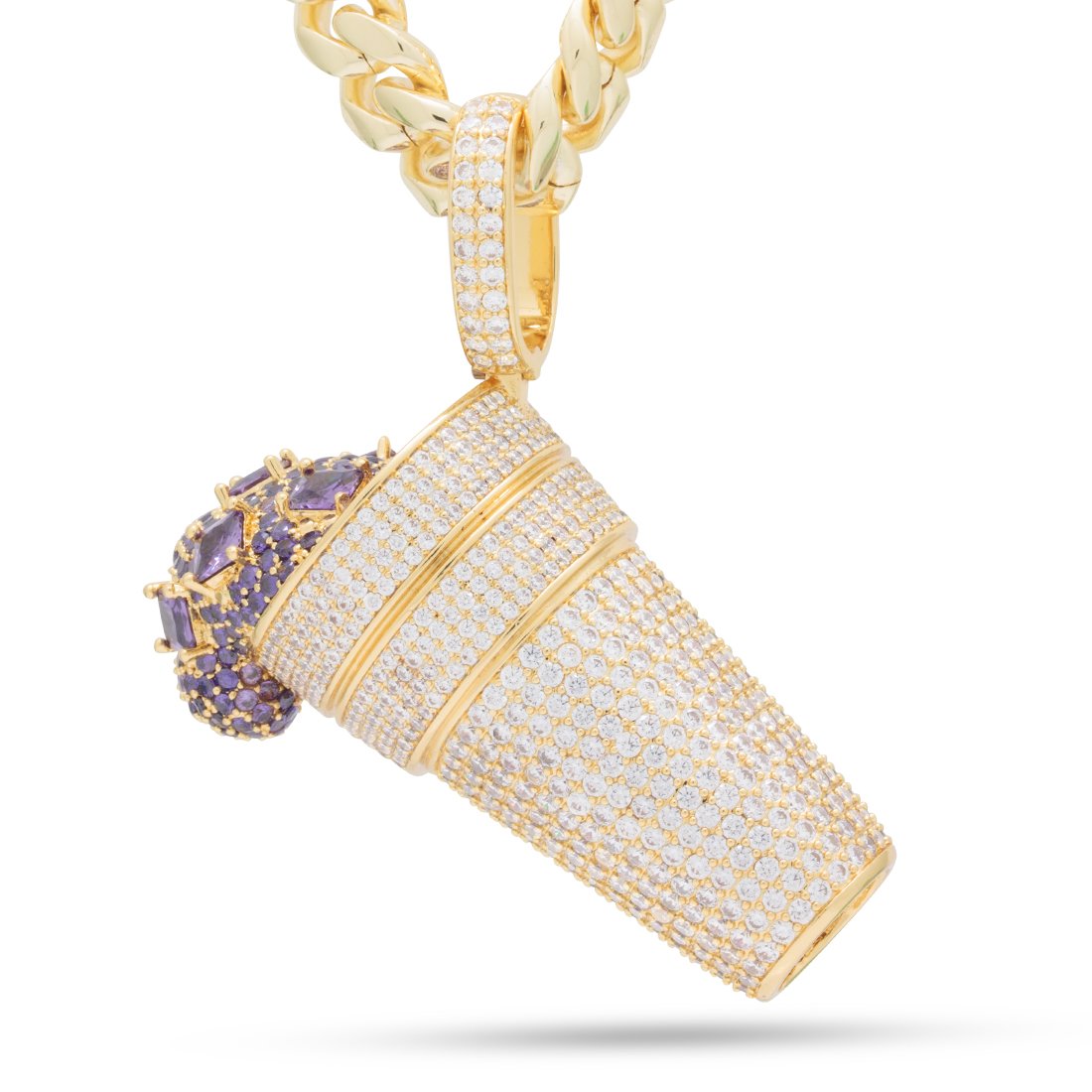 Iced Purple Drank Necklace in 14K Gold / 2.3" by King Ice