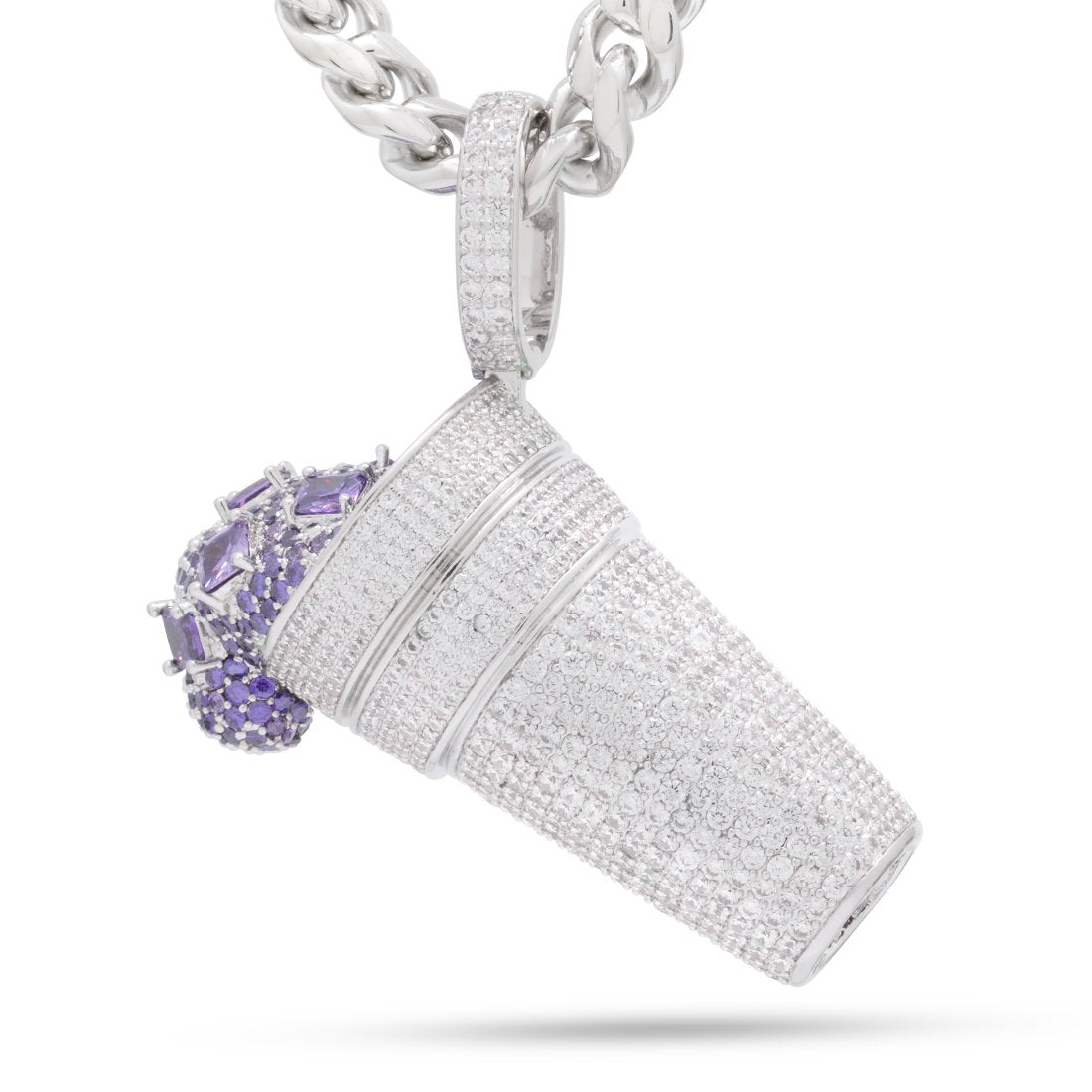 Iced Purple Drank Necklace in White Gold / 2.3" by King Ice