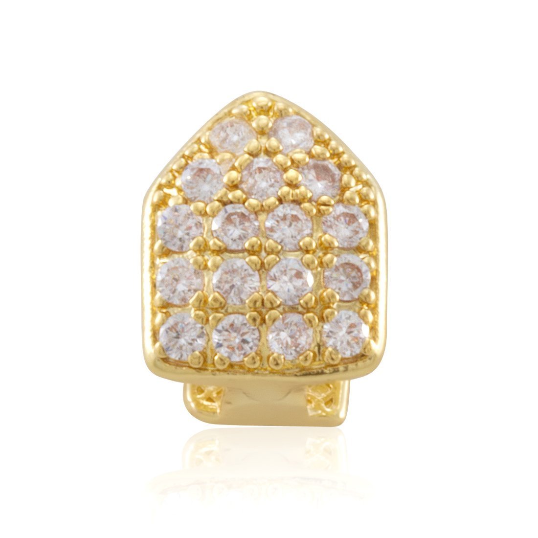 Iced Single-Tooth Cap Grillz in 14K Gold / Top by King Ice