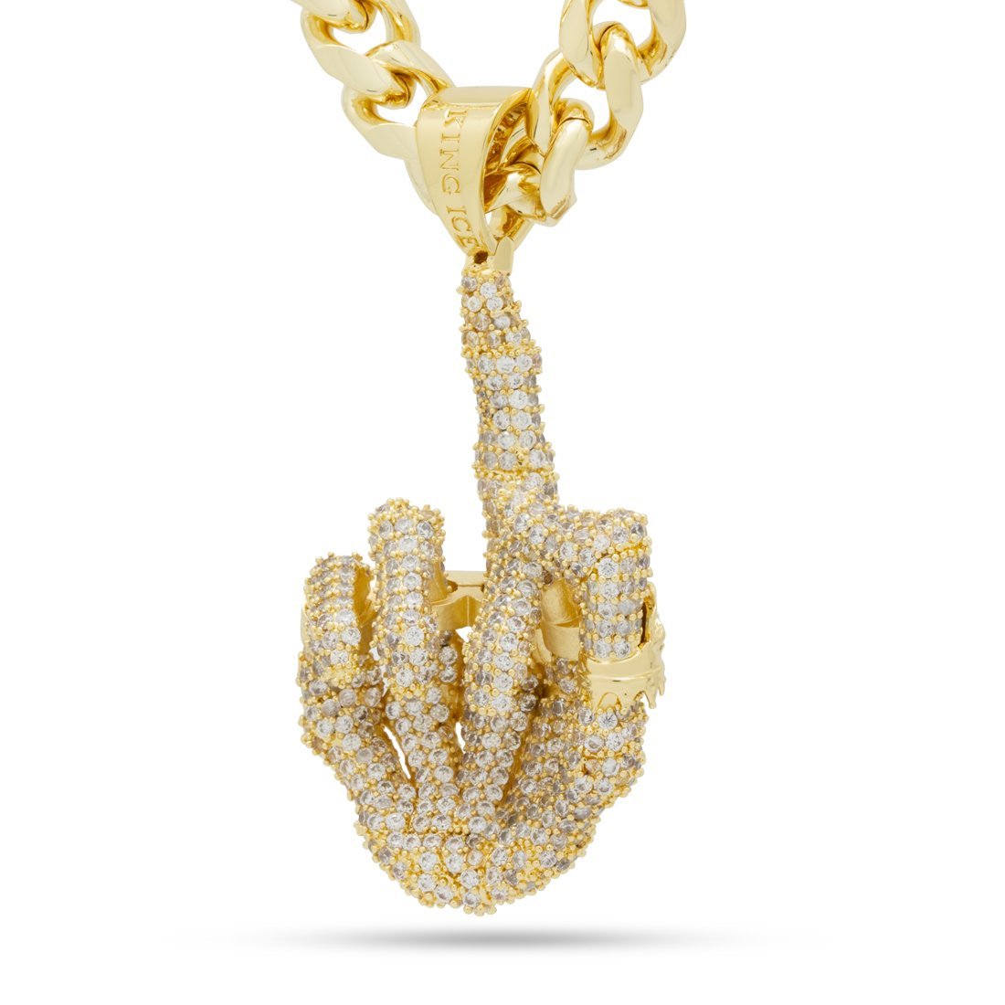 Iced Skeleton Flip Necklace in 14K Gold / 3.3" by King Ice